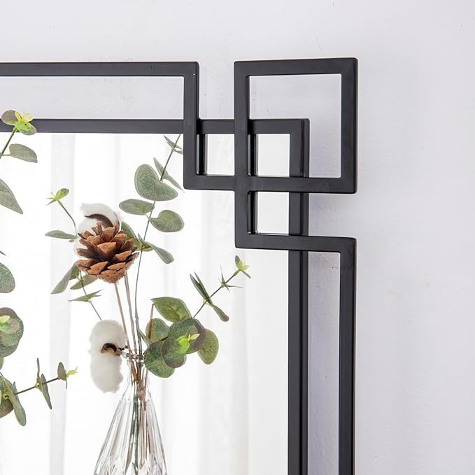 Autdot Black Mirror for Wall Decorative, 36''X24'' Modern Living Room Mirror with Metal Frame, Large Wall Mirror for Bathroom, Entryway, Dining Room